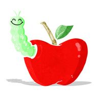 cartoon apple with bug
