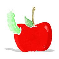 cartoon apple with bug N2