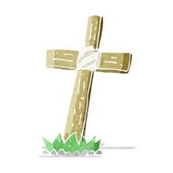 cartoon wooden cross grave