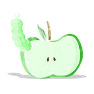 cartoon apple with bug N3