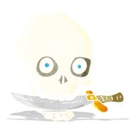 cartoon pirate skull with knife in teeth