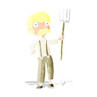 Cartoon Farmer With Pitchfork N3