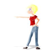 cartoon hip woman pointing