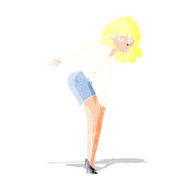 cartoon annoyed woman rubbing knee