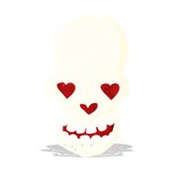 cartoon skull with love heart eyes