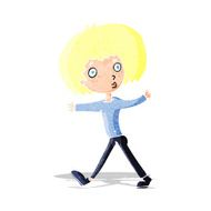 cartoon surprised man walking
