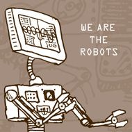 Vector hand draw robot on retro background Eps10 N2