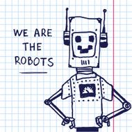 Vector hand draw robot on exersize book Eps10 N3