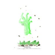cartoon zombie hand rising from ground