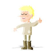 cartoon poor boy with positive attitude