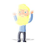 cartoon bearded man waving arms