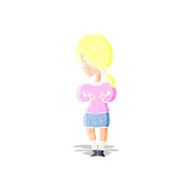 cartoon shy woman