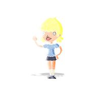 cartoon waving woman N4