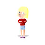 cartoon happy woman looking over