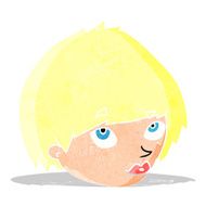 cartoon female face looking up