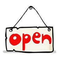 cartoon open shop sign