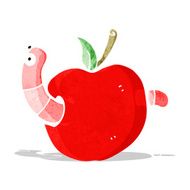 cartooon worm in apple