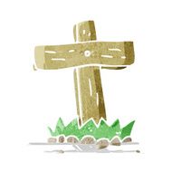 cartoon wooden cross grave N2