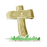 cartoon wooden cross grave N3