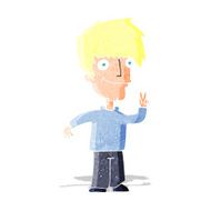Cartoon Man Giving Peace Sign N2