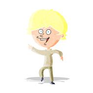 cartoon happy pointing man