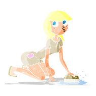 cartoon cinderella scrubbing floors