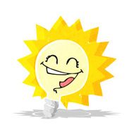 happy light bulb cartoon