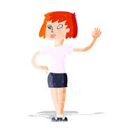 Cartoon Woman Waving N12