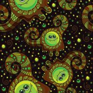 Funny monster seamless pattern Vector doodle on a colorful background