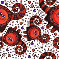 Funny monster seamless pattern Vector doodle on a colorful background N2