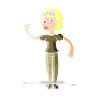 cartoon pilot woman waving