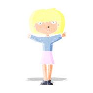 cartoon woman raising arms in air
