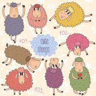 Cute cartoon sheeps-vector set