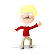 cartoon happy man waving
