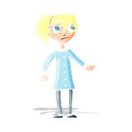 cartoon worried girl