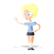 cartoon waving woman N8