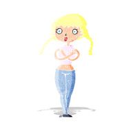cartoon offended woman covering herself