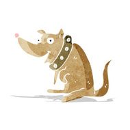 cartoon happy dog in big collar