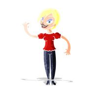 Cartoon Woman Waving N13