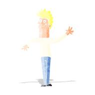 cartoon happy waving man N2