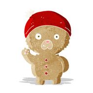 cartoon waving teddy bear in winter hat