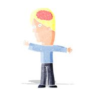 cartoon man with brain