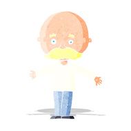cartoon bald man with open arms
