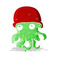 cartoon alien head wearing hat