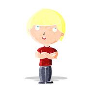 cartoon happy man with folded arm