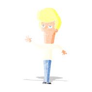 cartoon bored man waving