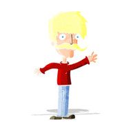 cartoon waving mustache man