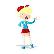 cartoon skater girl giving thumbs up symbol