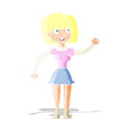 Cartoon Girl Waving N5