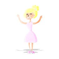 cartoon woman with raised arms